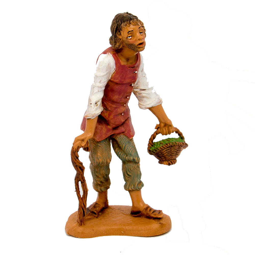 Statuine presepe Pastore con bastone e cesto Categoria Categoria 10cm Fontanini (cod.121) 1