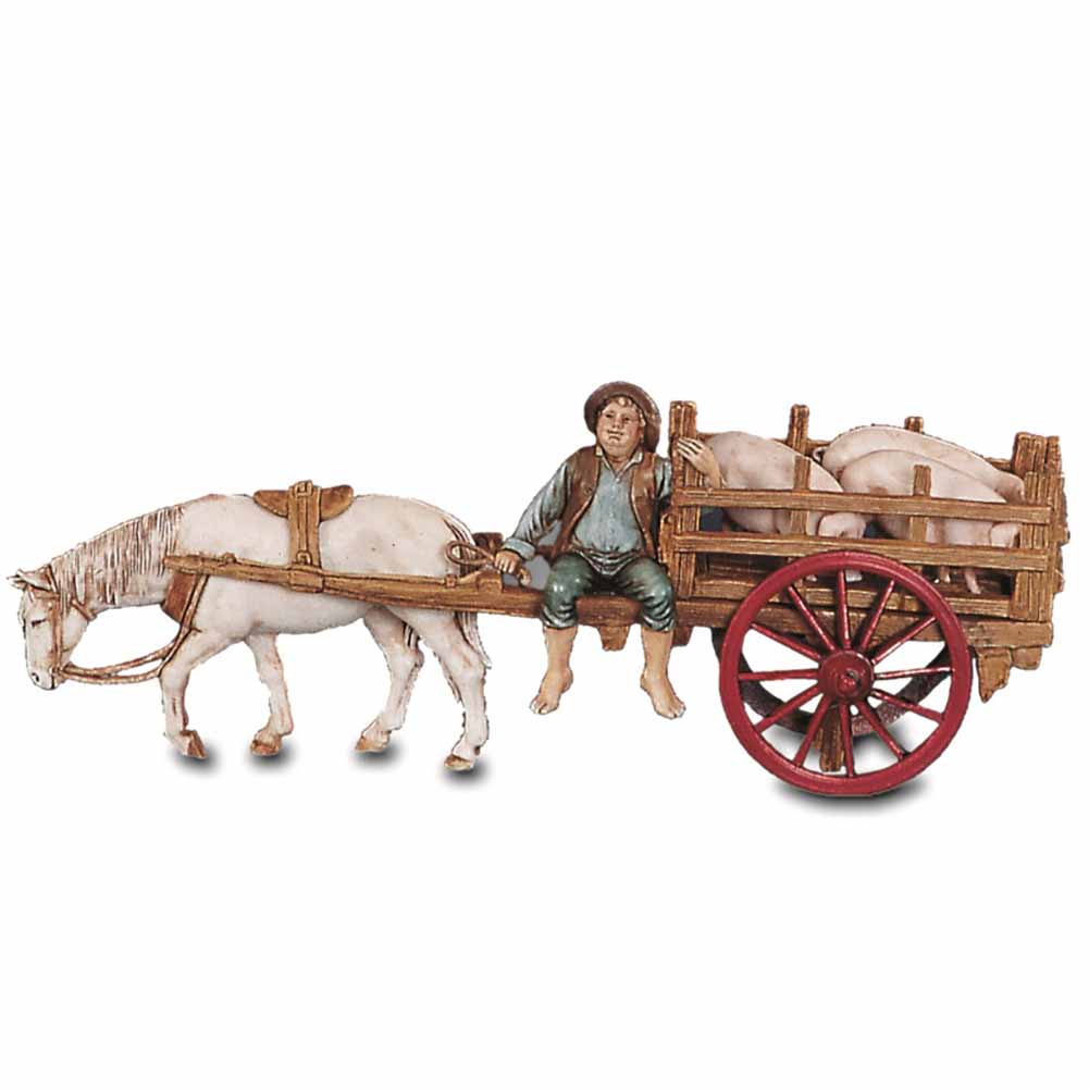Statuina Presepe Carretto con Maiali 10 cm Moranduzzo 1