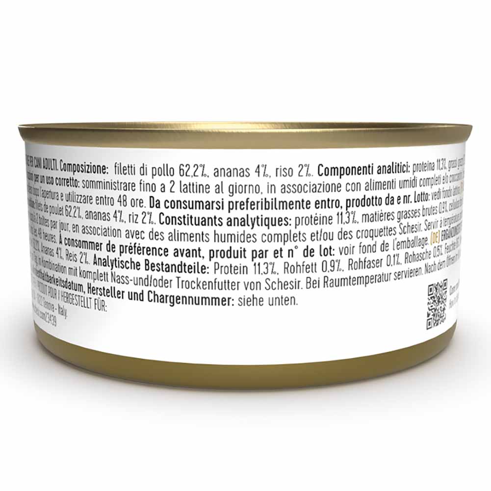 Schesir for Dogs Pollo Con Ananas lattina 150g jelly 2