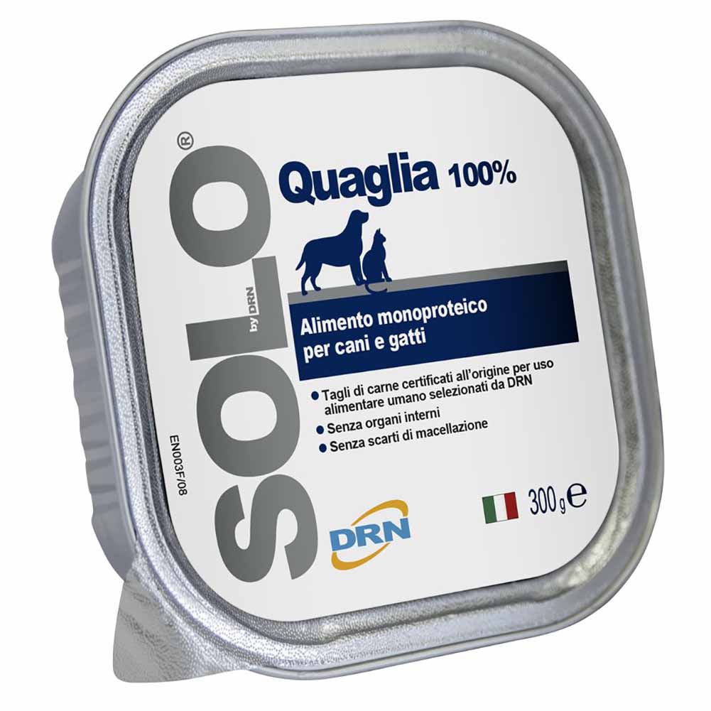 Alimento Monoproteico DRN Solo Quaglia per Cani e Gatti 300g 1
