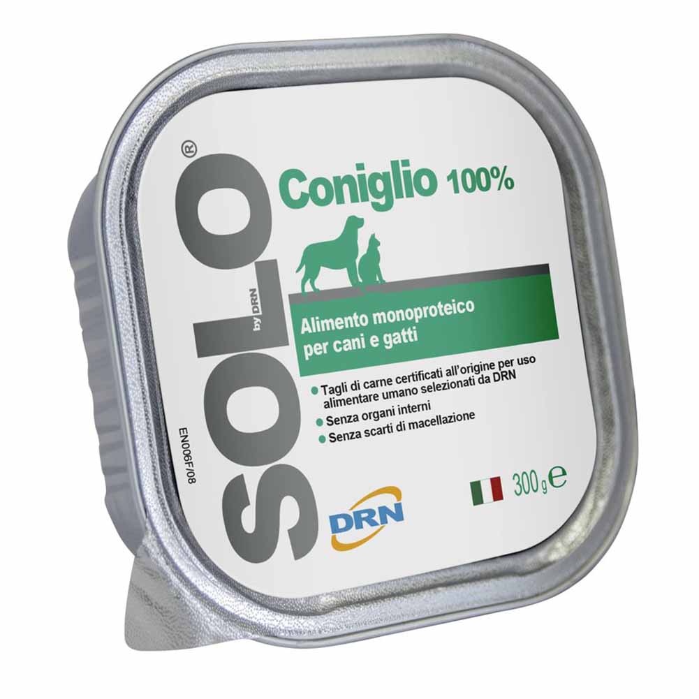 Alimento Monoproteico DRN Solo Coniglio per Cani e Gatti 300g 1