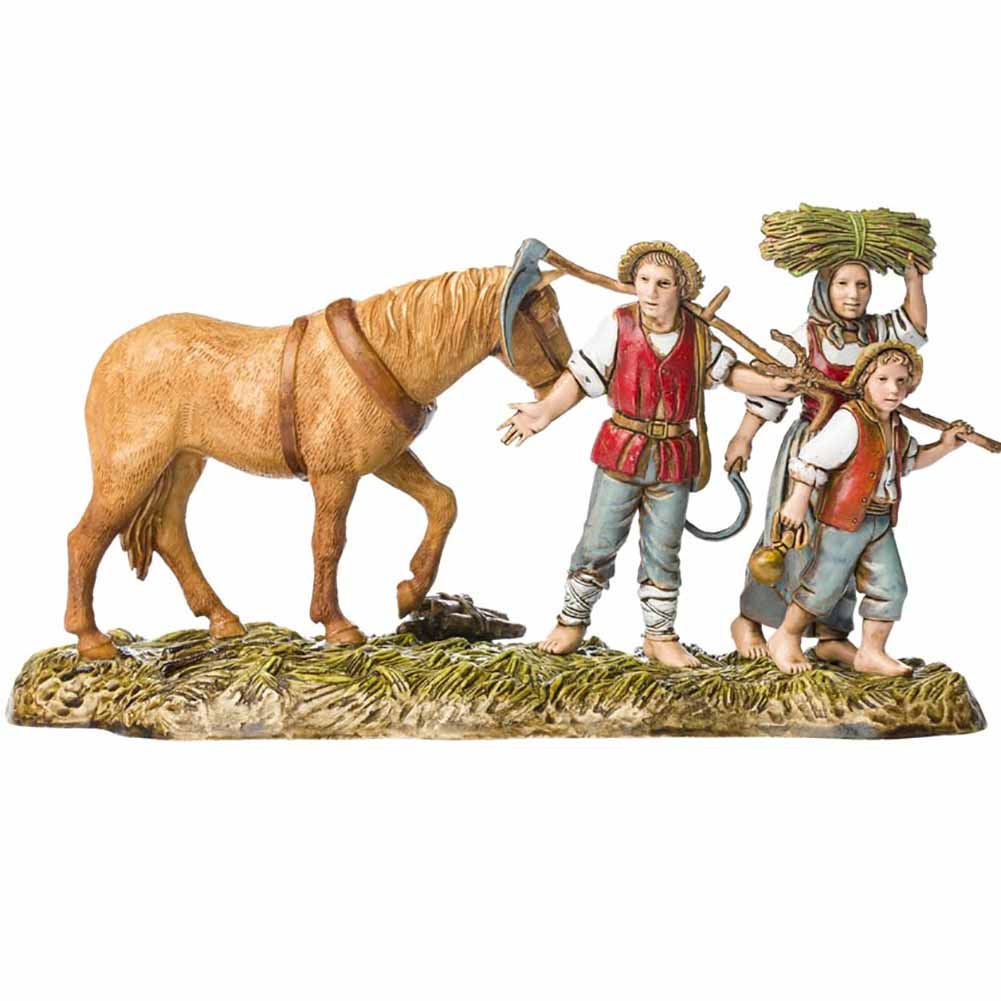 Statuina Presepe Contadini con Cavallo 10 cm Moranduzzo 1