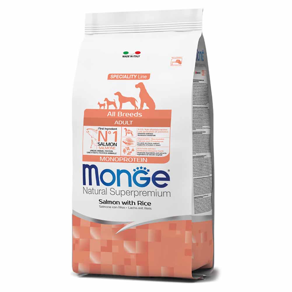 Alimento cane Monge All Breeds adult monoprotein salmone con riso 1