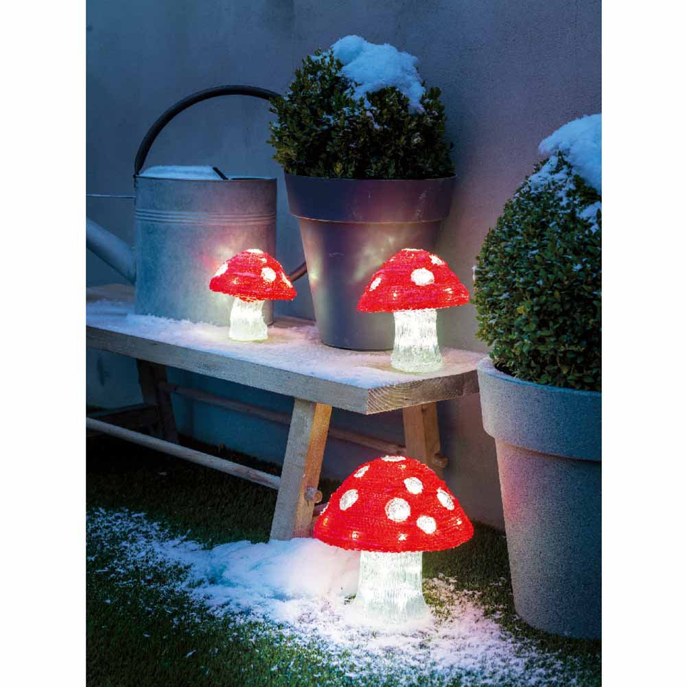 Figura luminosa Funghi rossi set da 3 pezzi 72 led bianco ghiaccio 3