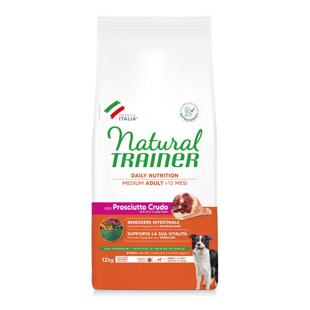 Alimento secco per cani Natural Trainer Adult Medium Prosciutto Crudo 12 kg 2