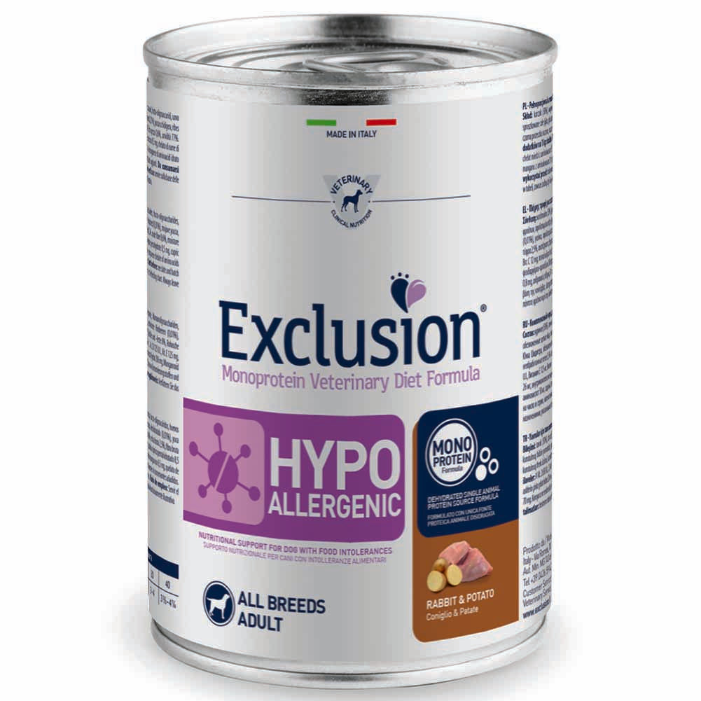 Exclusion Hypoallergenic Coniglio e Patate 400g per Cani Adulti 1