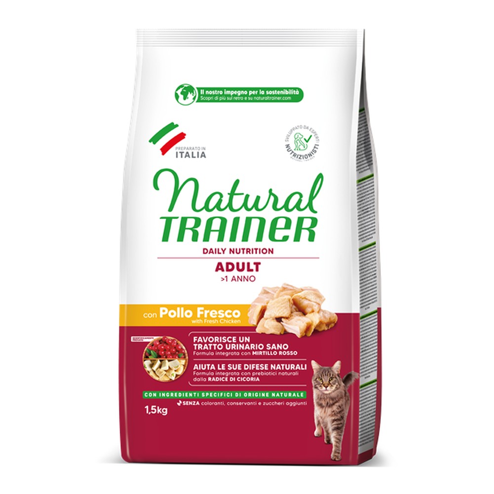 Cibo Secco Natural Trainer Adult con Pollo Fresco per Gatti 1,5kg 1