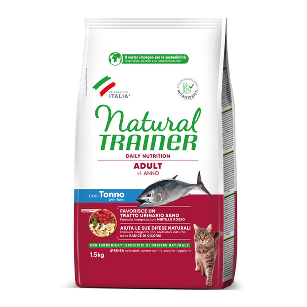 Cibo Secco Natural Trainer Adult con Tonno per Gatti 1,5kg 1