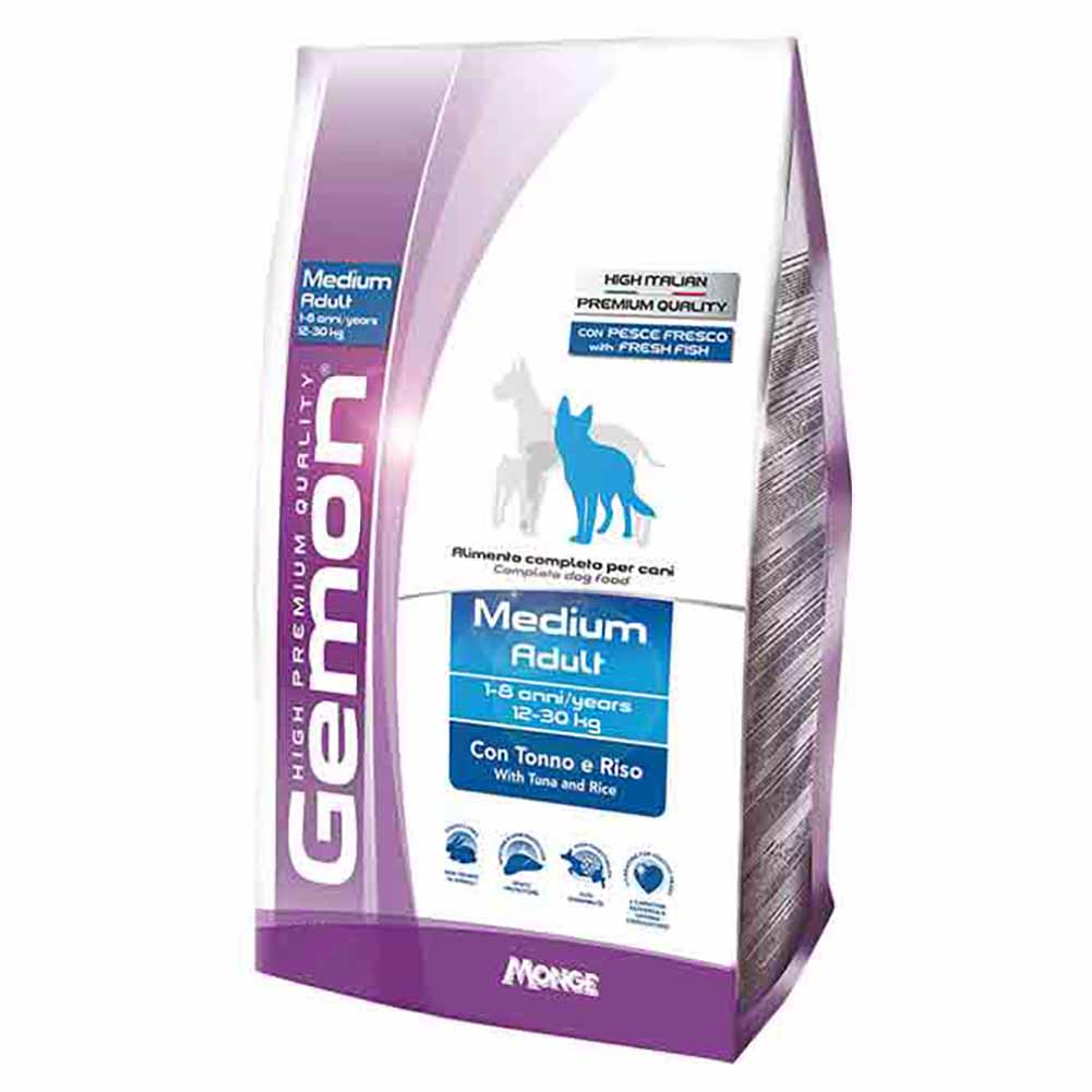 Alimento cane Monge Gemon Medium Adult Tonno e riso 15kg 1