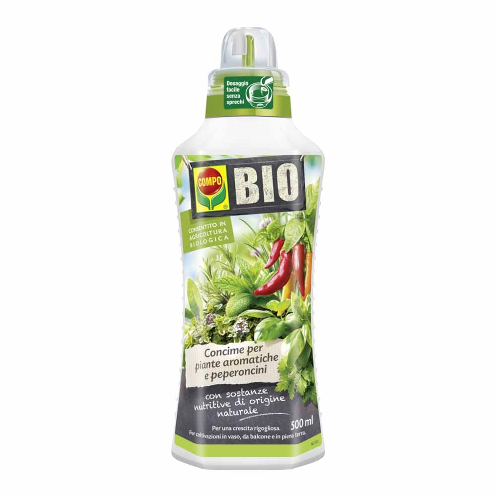 Concime per piante aromatiche e peperoncini Compo Bio 500ml 1