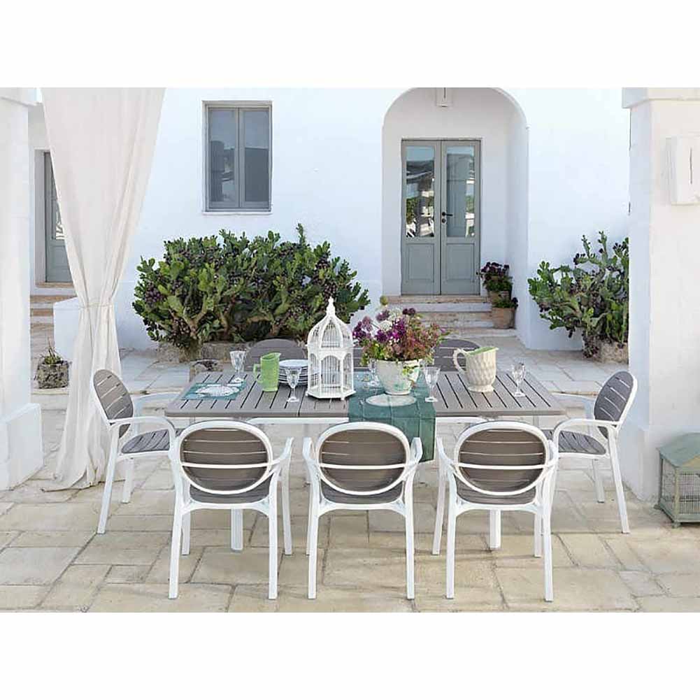 Completo pranzo Nardi tavolo Alloro 140 210 con 6 sedie Palma Tortora 1