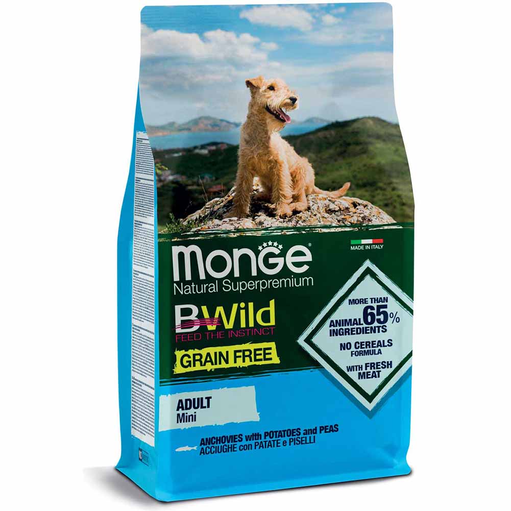 Alimento cane Monge BWild Mini Adult Acciughe con patate e piselli 2,5kg 1