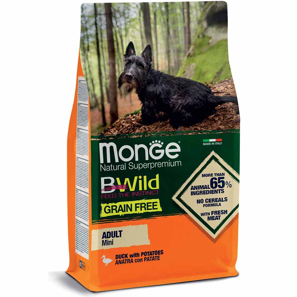 Alimento cane Monge BWild Mini Adult Anatra con patate 2,5kg 1