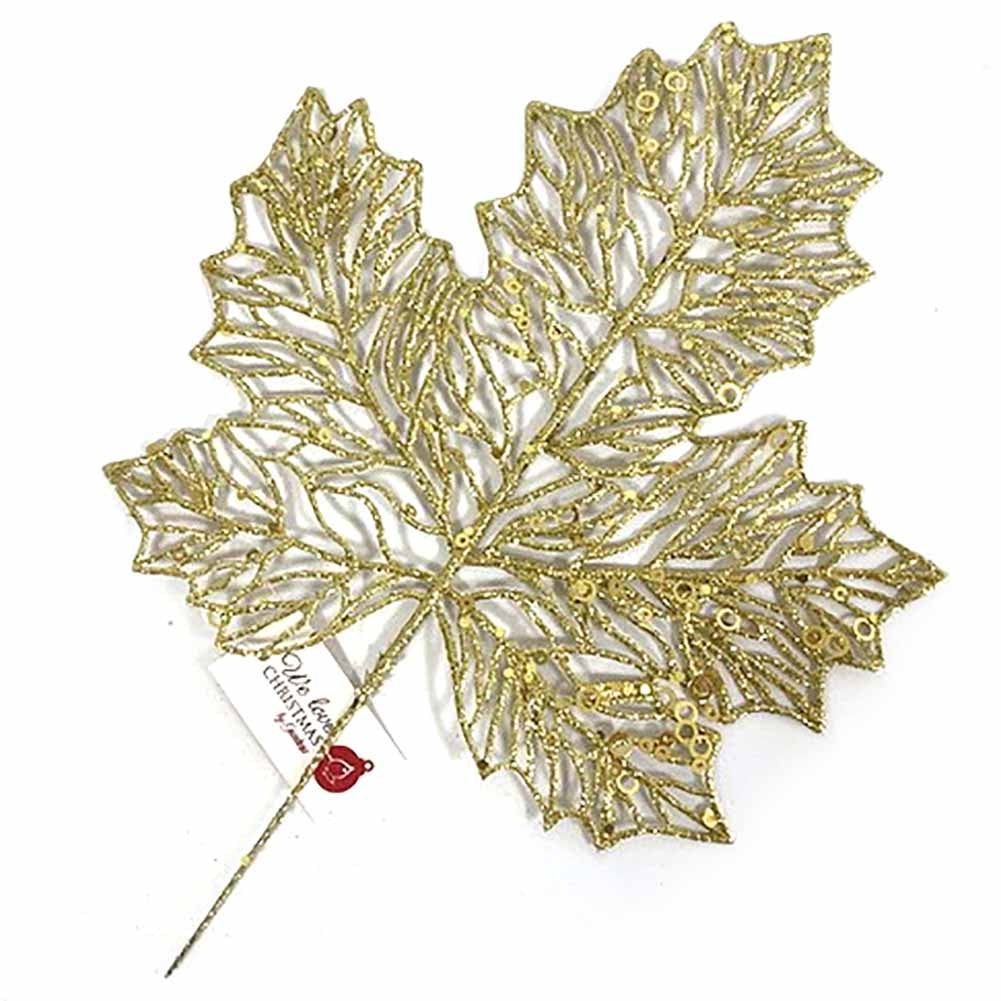 Foglia quercia glitter oro 33cm 1