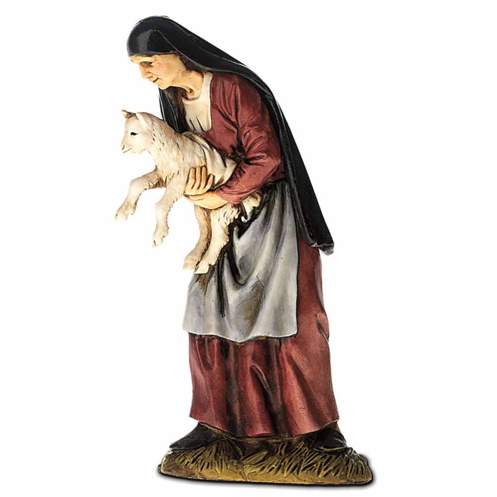 Statuina Presepe Vecchia con Agnello 12 cm Moranduzzo 1