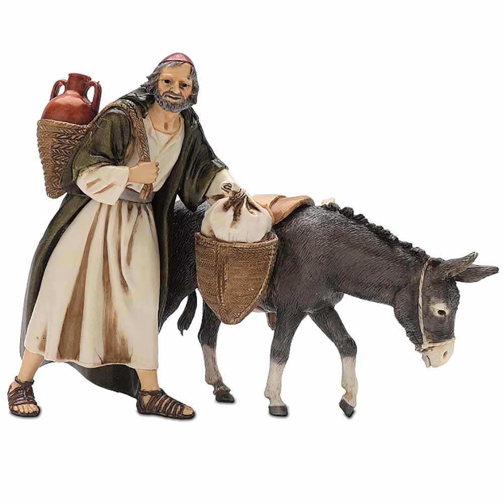 Statuina Presepe Viandante con Asino 13 cm Moranduzzo 1