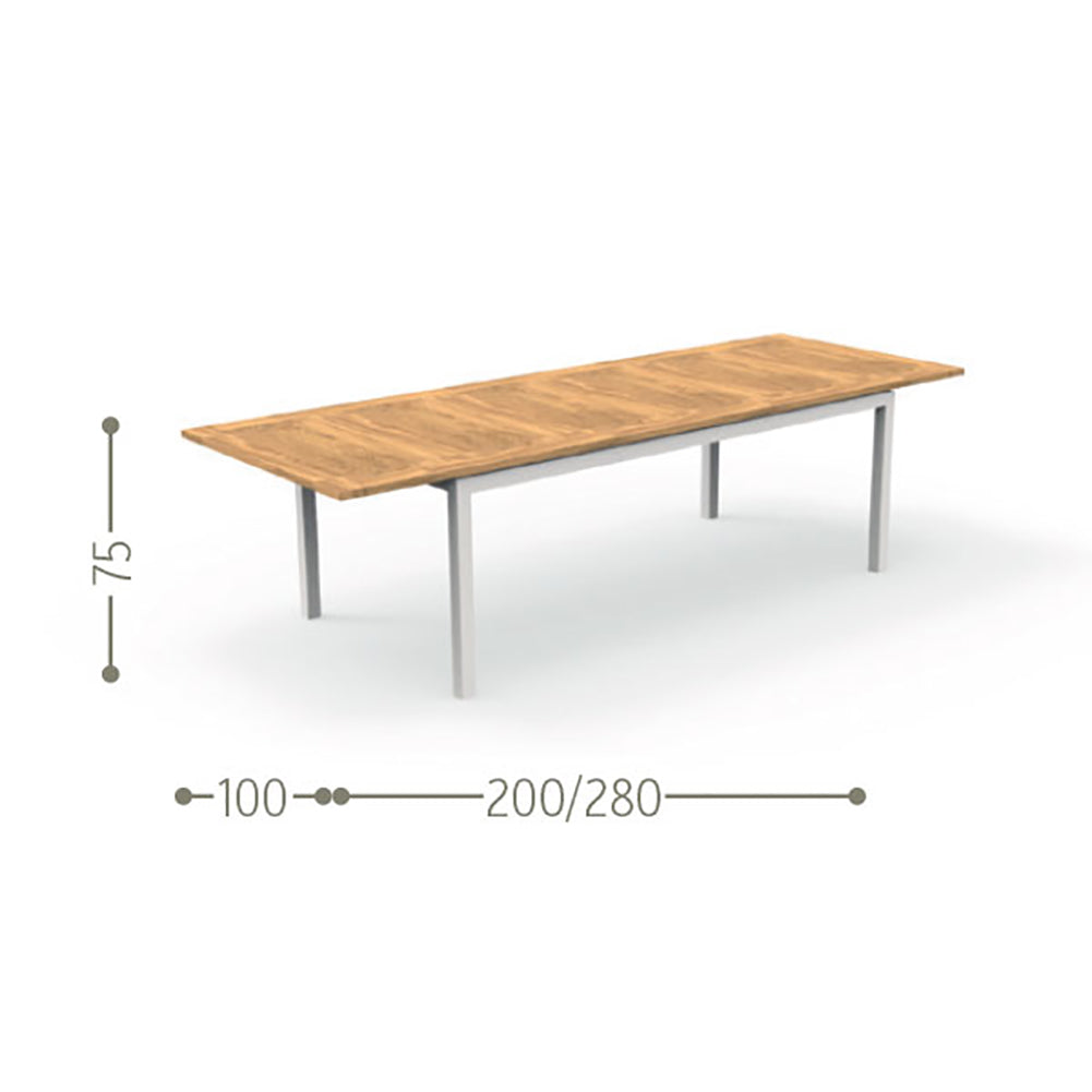 Tavolo allungabile Timber Bianco e teak 200/280x100cm Talenti 2