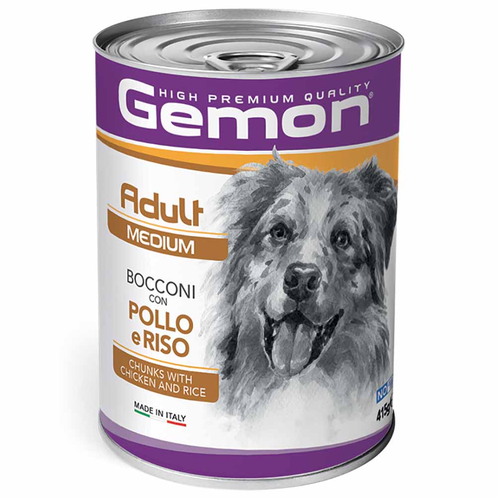 Alimento cane Monge Gemon 24 lattine da 415g adult medium pollo e riso 1
