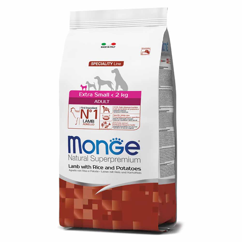 Alimento cane Monge superpremium extra small agnello riso e patate 800g 1