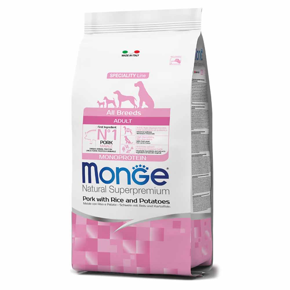 Alimento cane Monge All Breeds adult maiale riso e patate 1