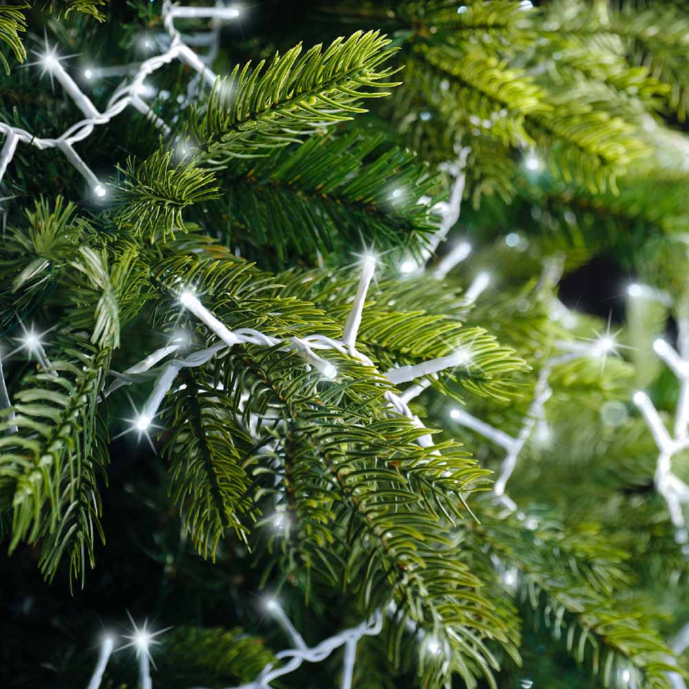 Catena luminosa 1000 led compact bianco ghiaccio filo bianco con giochi di luce 22,5m 3
