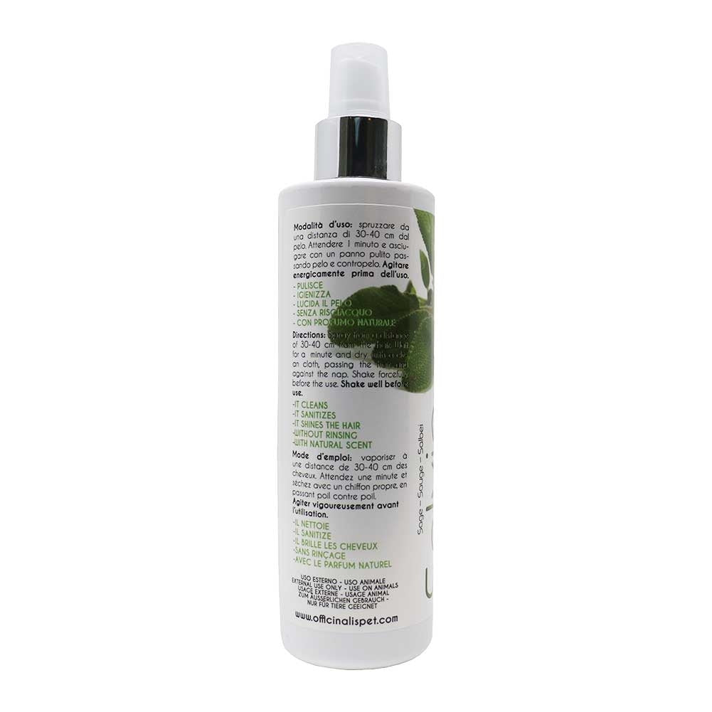 Shampoo a secco per cani e gatti alla Salvia detergente e igienizzante 250ml Officinalis 2