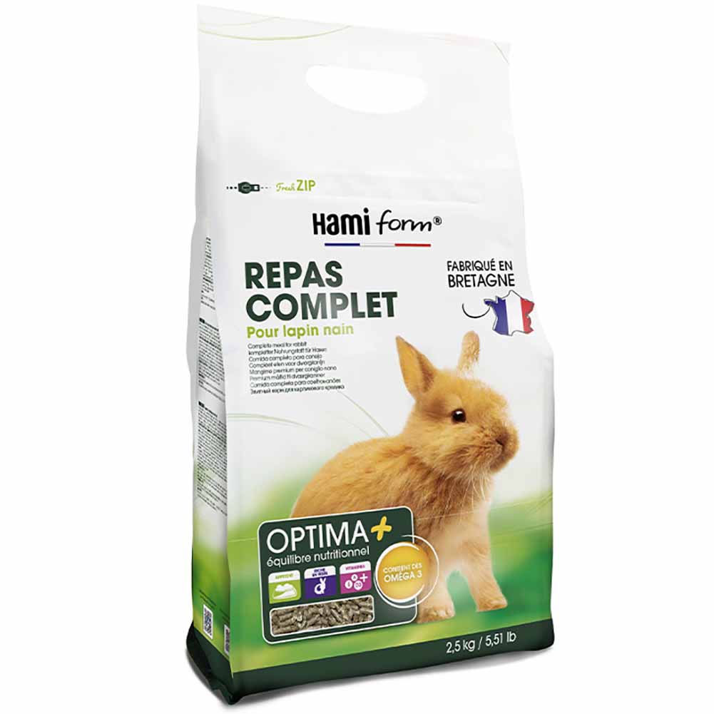 Pasto completo per coniglio nano Premium Optima Hamiform 2,5kg 1