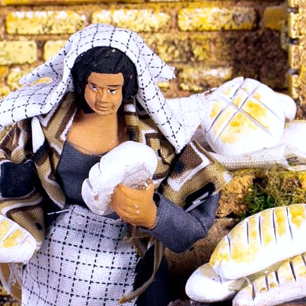 Statuine presepe movimento bottega pane 10x15x17cm 2