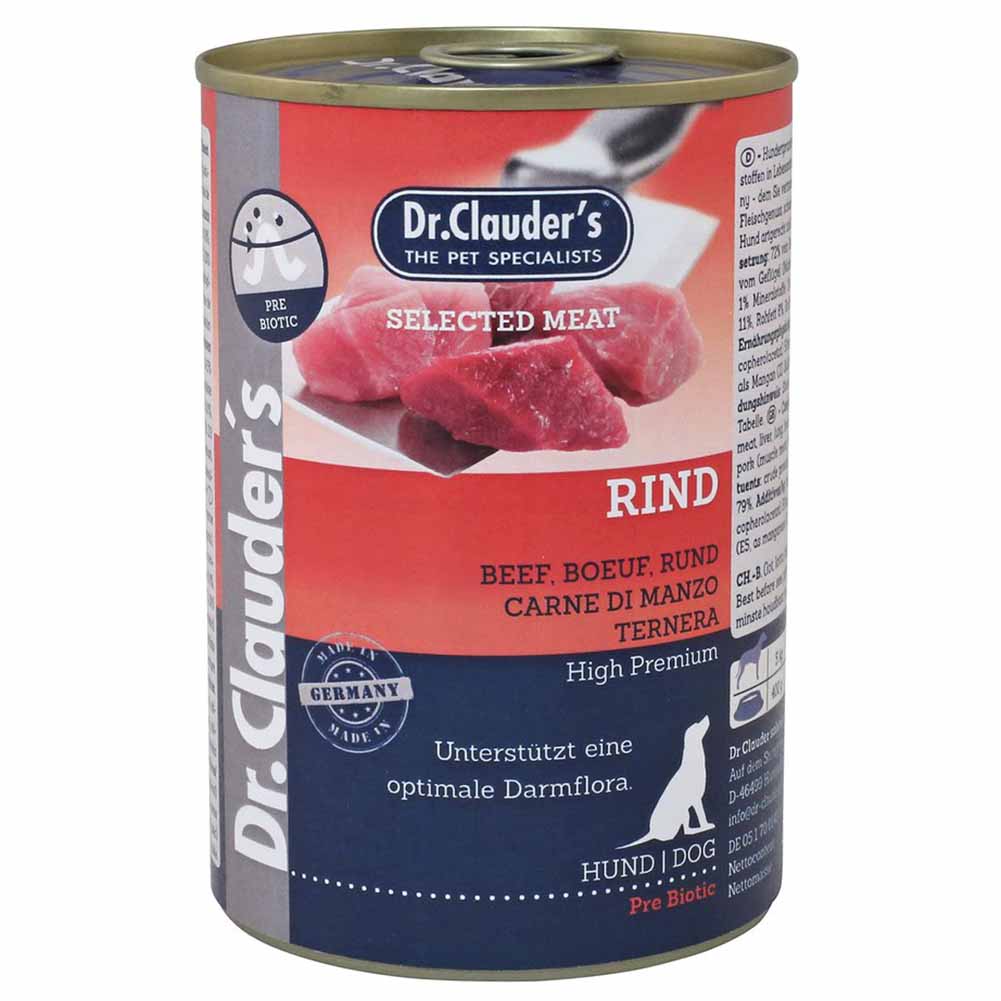Alimento Umido Dr.Clauder s Selected Meat Manzo Prebiotico per Cani 400g 1