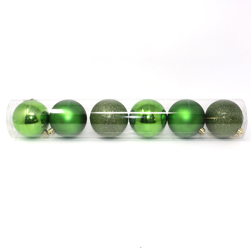 Tubo 6 Palline di Natale in Plastica 8cm Verde 1