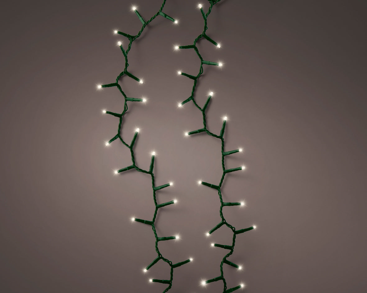 Catena luminosa 1500 led compact luce calda filo verde con giochi di luce 34m 2