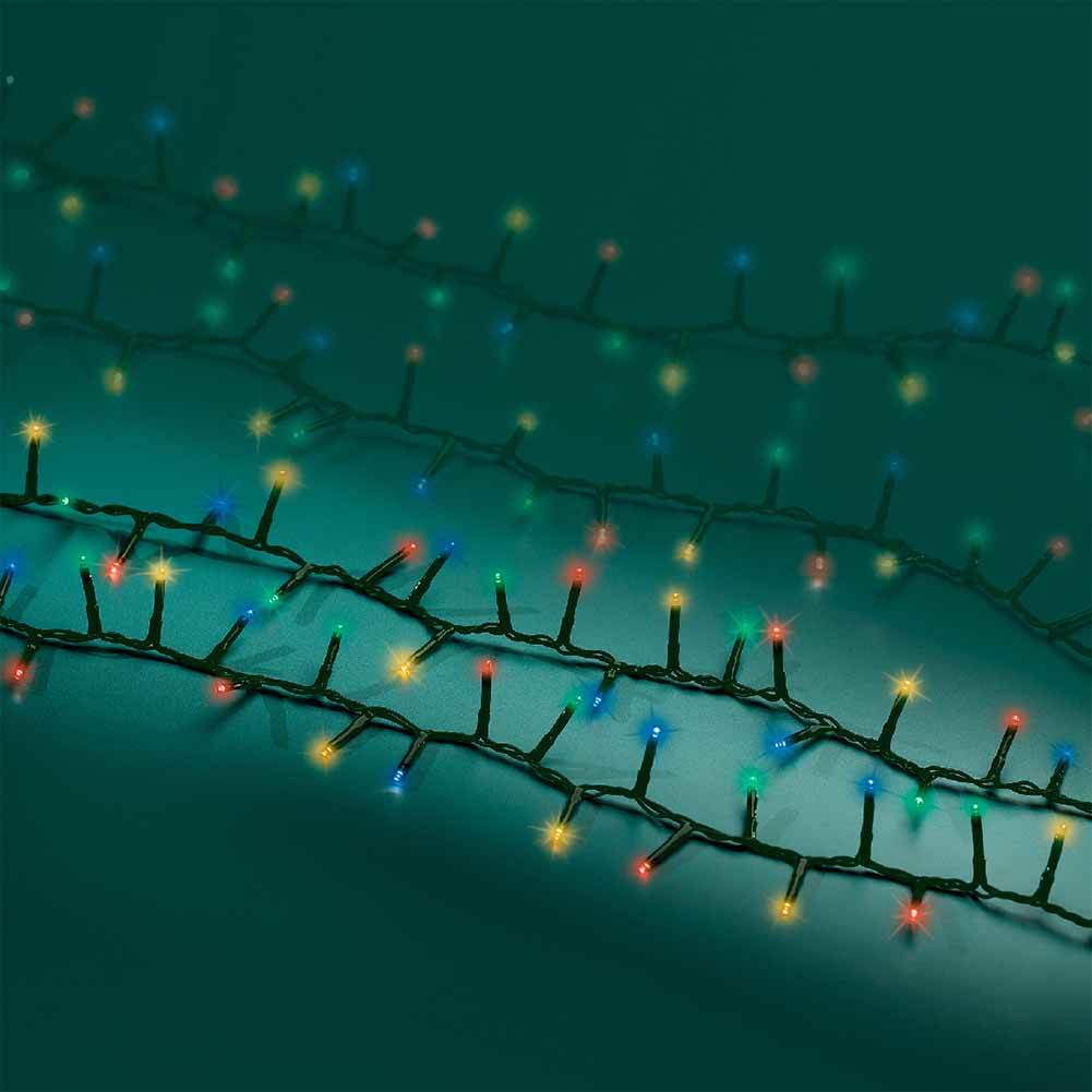 Catena luminosa 1000 led compact multicolor filo verde con giochi di luce 22,5m 2