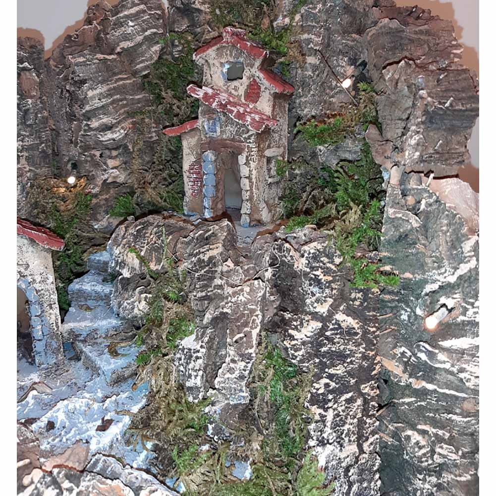 Presepe legno sughero ruscello35x40x40cm 3