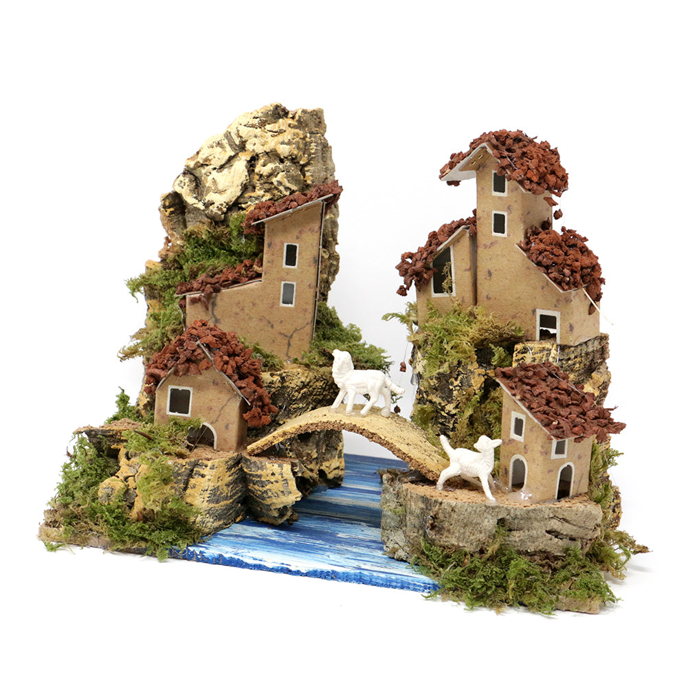 Ambiente in cartone con pecore 20x13x15cm 1pezzo 2