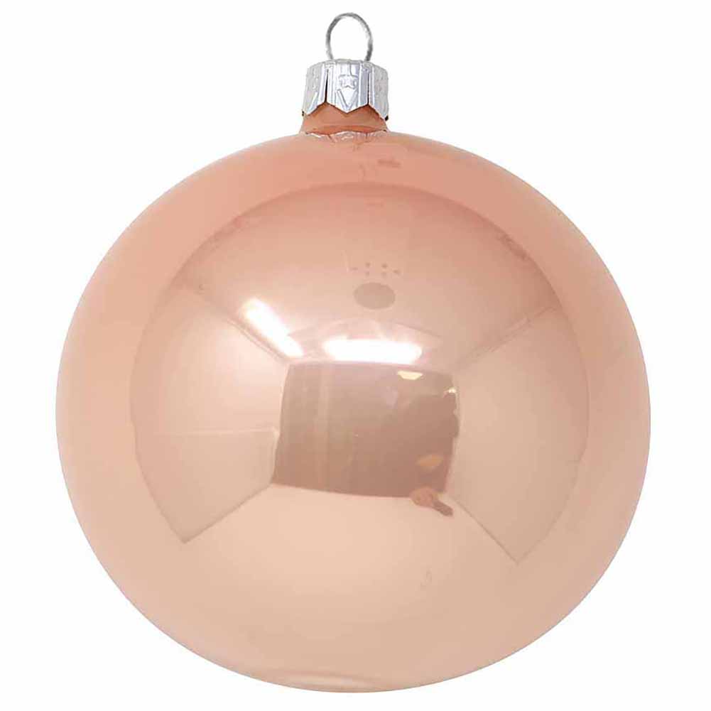 Pallina di Natale in vetro rosa cipria smaltato 15cm 1
