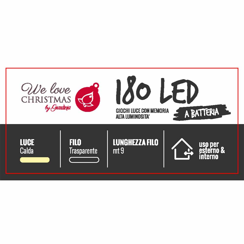 Catena luminosa a batteria 180 led luce calda con giochi di luce filo trasparente 2