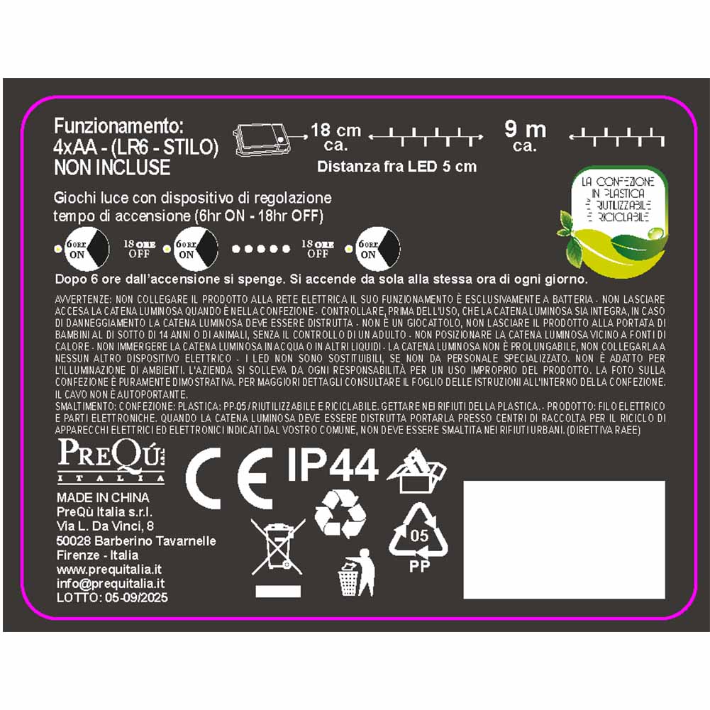 Catena luminosa a batteria 180 led luce calda con giochi di luce filo trasparente 3