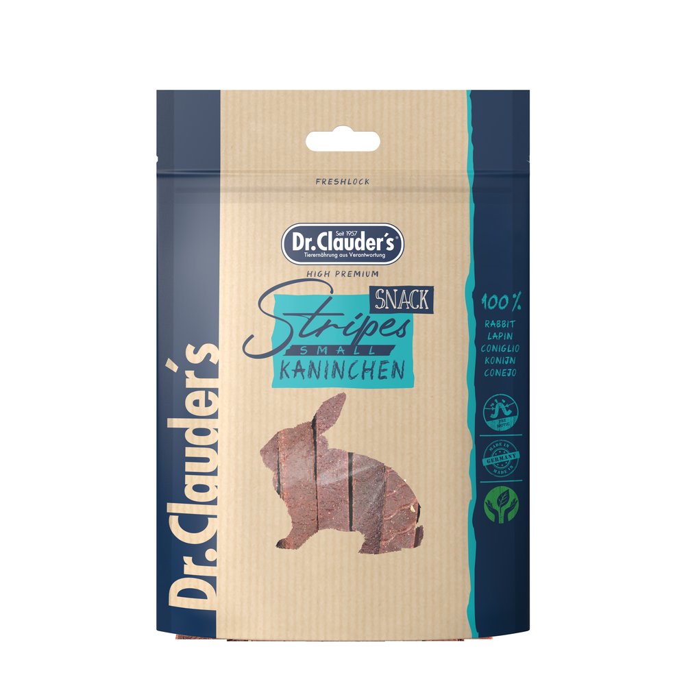 Snack Dr.Clauder s Trainee Strips Coniglio per Cani e Gatti 80g 1