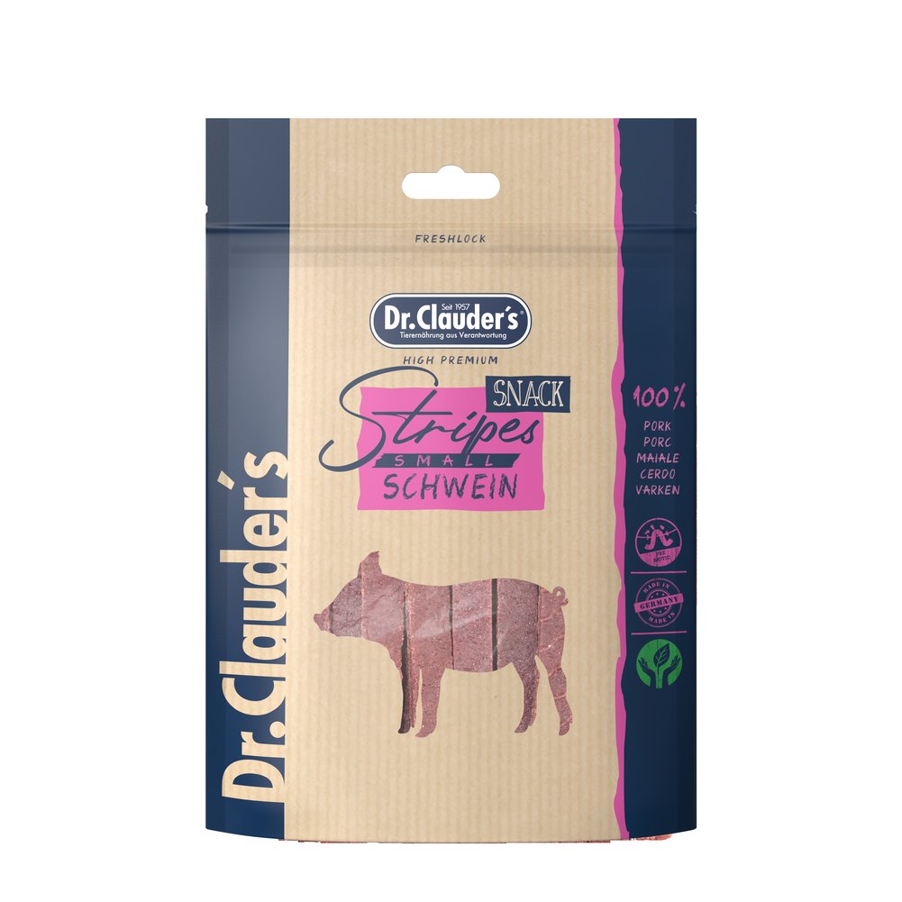 Snack Dr.Clauder s Trainee Strips Maiale per Cani e Gatti 80g 1