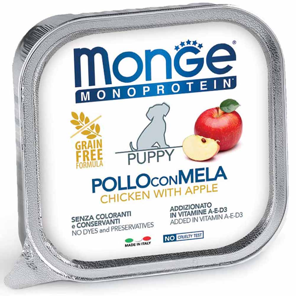Alimento cane Monge monoprotein Puppy pollo con mela 150g 1