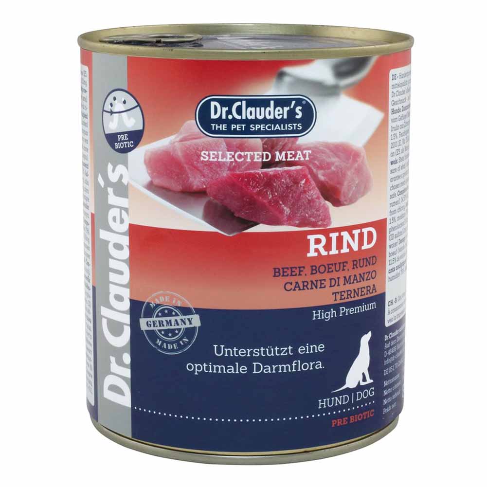 Alimento Umido Dr.Clauder s Selected Meat Manzo Prebiotico per Cani 800g 1