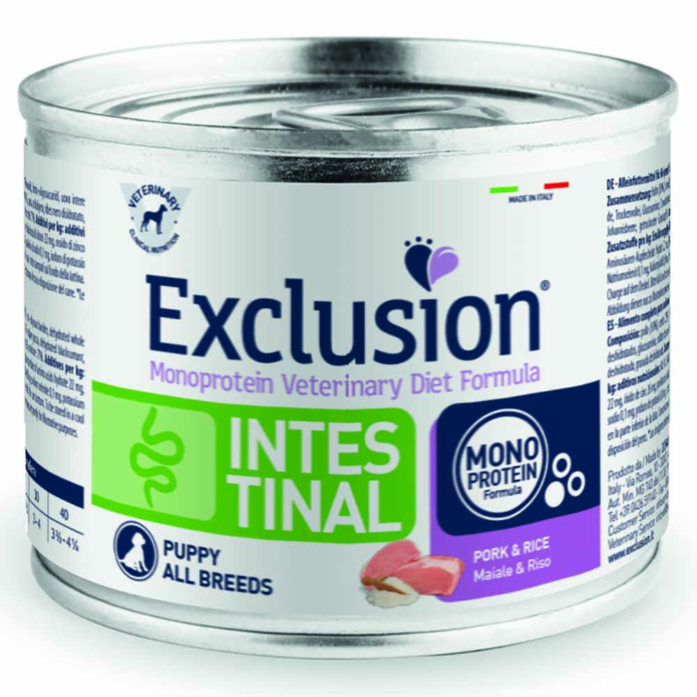Exclusion Intestinal Puppy Maiale e Riso 200g per Cuccioli 1