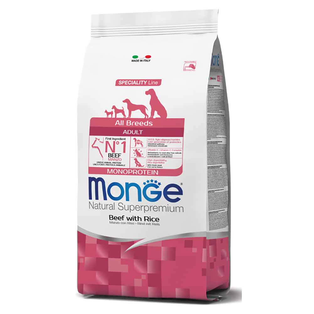 Alimento cane Monge All Breeds adult monoprotein Manzo con riso 2