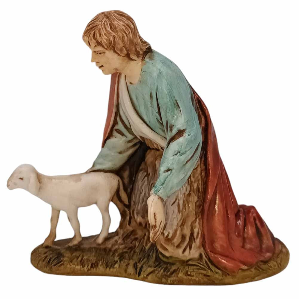Statuina Presepe Inginocchiato con Agnello 10 cm Moranduzzo 1