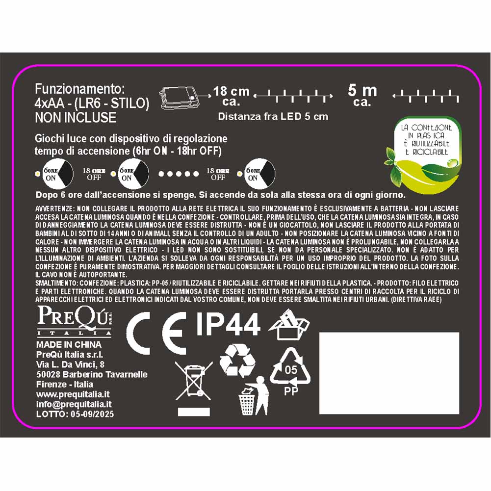 Catena luminosa a batteria 100 led luce calda con giochi di luce filo verde 3