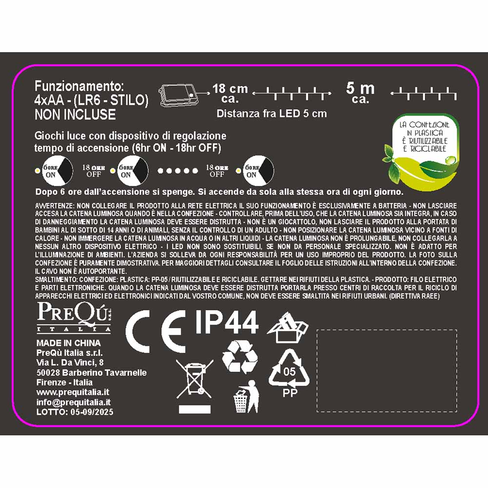Catena luminosa a batteria 100 led luce calda con giochi di luce filo trasparente 3
