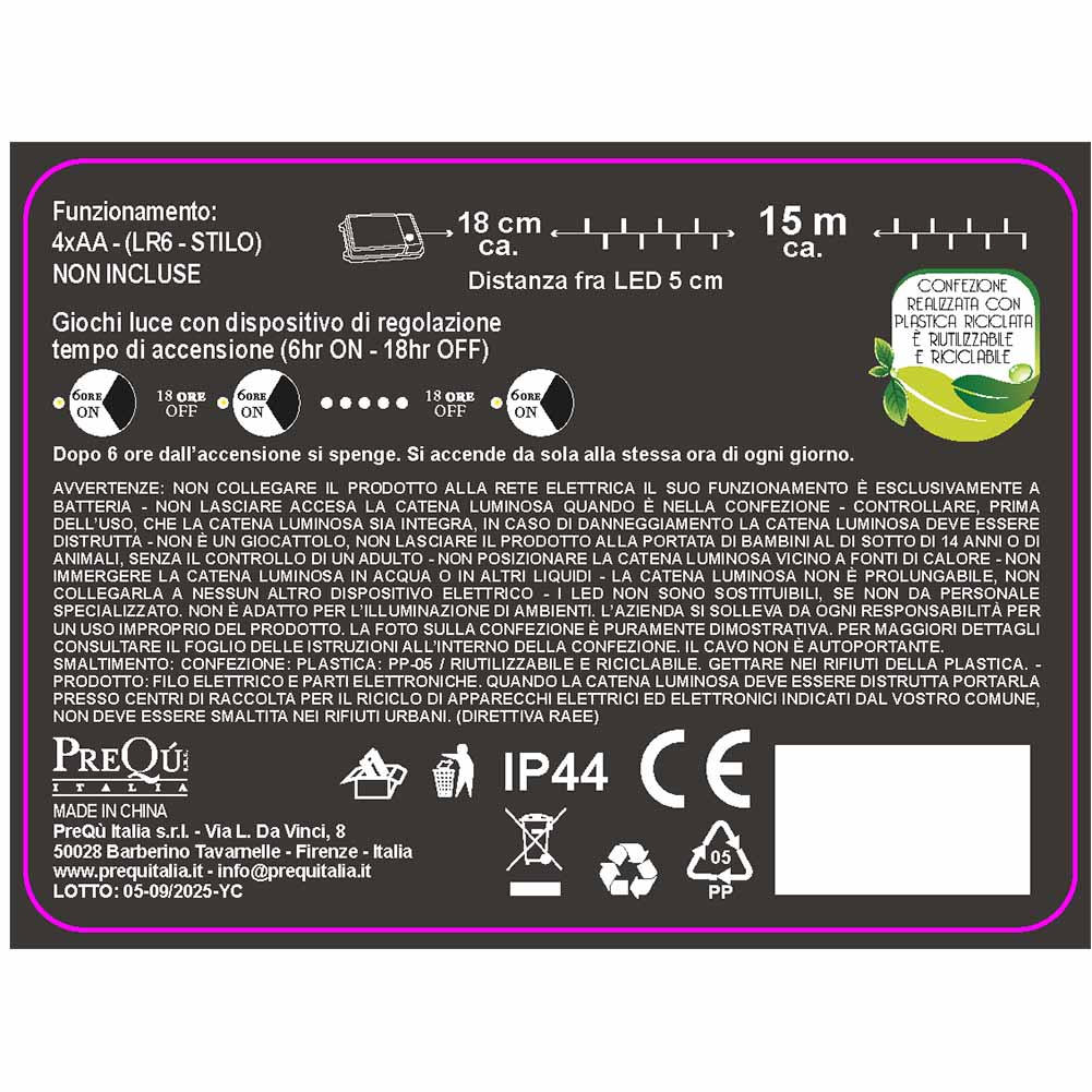 Catena luminosa a batteria 300 led luce calda con giochi di luce filo trasparente e telecomando 3