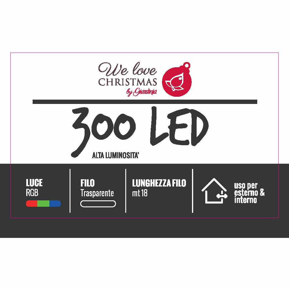 Catena luminosa 300 led multicolor RGB con giochi di luce filo trasparente 1