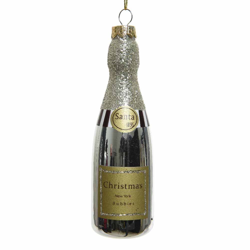 Formina in vetro Bottiglia di champagne con glitter 13cm 1