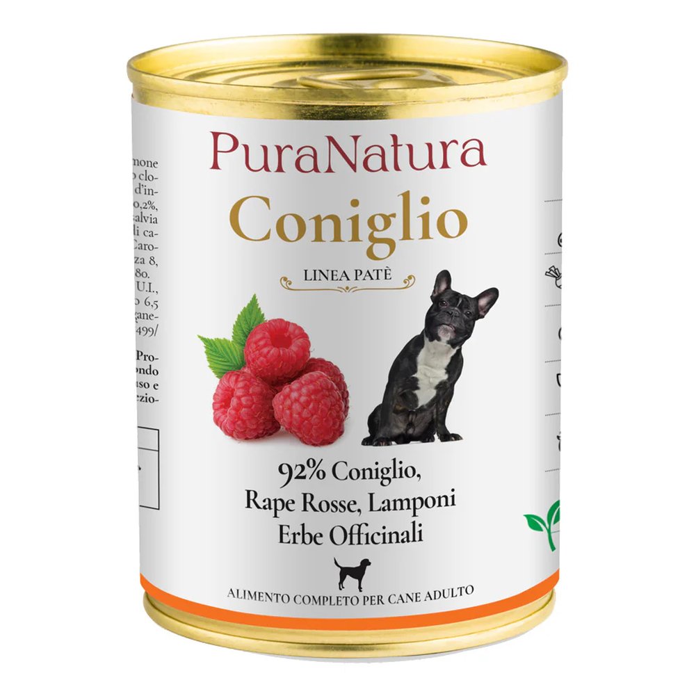 Paté Pura Natura Coniglio e Lamponi per Cani Adulti 400g 1